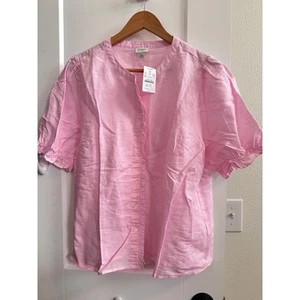 J. Crew Womens Size L Button Down Linen/Cotton Pink Blouse - Picture 1 of 8