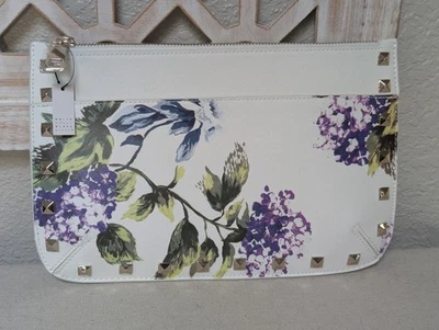 NUEVO CON ETIQUETAS WHITE HOUSE BLACK MARKET Bolso sin asas Muñequera Hortensia Púrpura Foto 1 de 4