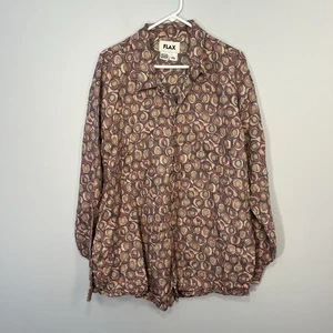 Flachshemd Damen Shirt Large Rosa Mehrfarbig Langarm Knopfleiste 100% Leinen - Bild 1 von 8