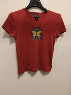 Abercrombie And Fitch Y2K Vintage oxidado A&F estampado mariposa bebé cuello en V talla S Foto 1 de 4