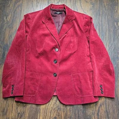 Vintage Talbots Burgundy Corduroy Blazer Size 14 Petite three button and pockets - Image 1 of 4