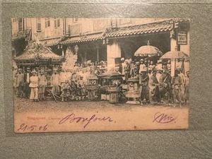 Postal del asentamiento del estrecho 1905/1906-fiesta funeraria china - Imagen 1 de 2