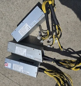 LOT 3 - ONE APT7-1800 A3 Bitmain TWO APW3-12-1600 1600W Power Supply PARTS ONLY - Picture 1 of 9