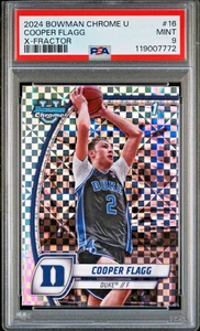 2024-25 Bowman University Chrome - Cooper Flagg #16 X-Fractor (RC) PSA 9 Duke - Foto 1 di 3