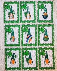 Set of 9 Card Toppers~St. Patricks Day Gnomes~Shamrock~Greeting Card Making~212N - Picture 1 of 1