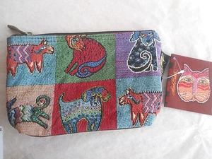 Laurel Burch 'Mythical Dogs' Design Reißverschlusstasche 9" x 6" x 1 3/4" - Bild 1 von 2