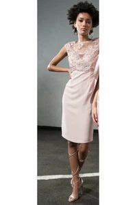 Edas abito vestito Azelio donna tubino pizzo corpetto da cerimonia elegante fort - Picture 1 of 3