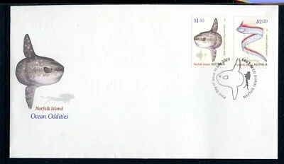 ¡Isla Norfolk 2020! Ocean Oddities (estampillas engomadas) FDC - Isla Norfolk PMK Foto 1 de 2