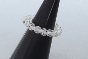 Bergkristall cracked Edelstein Fingerring Ring Kugel Perlengröße Ø 4mm | Elasti - Bild 1 von 2