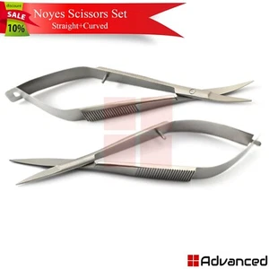 X2 Surgical Noyes Scissors Straight & Curved Spring Action Ophthalmic Lab Shears - Picture 1 of 5