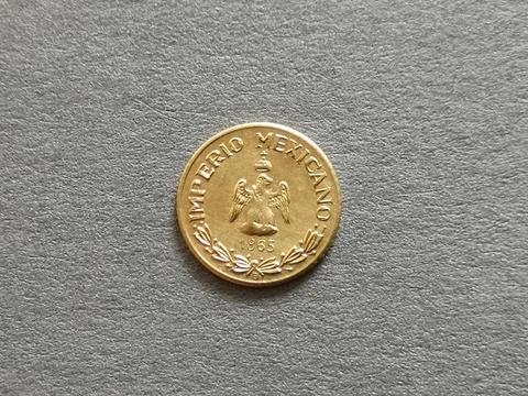 Mexico,miniature gold coin Maximiliano,1865 UNC Cover