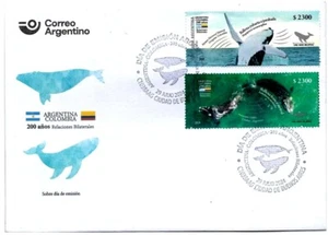 #75390A ARGENTINA 2024(23) JOINT ISSUE COLOMBIA FAUNA WHALE SHORT ISSUED FDC - Picture 1 of 1