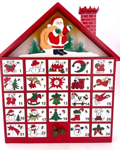 House Shaped Wood Advent Calendar 15.5 x 13" 2024.86 - Picture 1 of 3