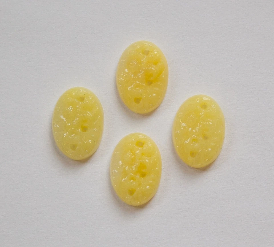 Cabujón floral de vidrio grabado amarillo 14x10 mm (4) cabina 750A Foto 1 de 1