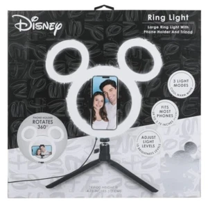 Disney Mickey Mouse 12 Inch LED Ring Light Tripod Phone Holder Selfie Light! - Picture 1 of 7