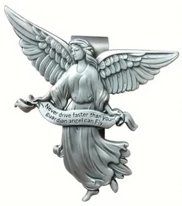 NEVER DRIVE FASTER THAN YOUR GUARDIAN ANGEL CAN FLY CAR VISOR CLIP SON DAUGHTER. - Picture 1 of 1