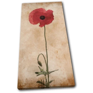 Poppies Flowers Poppy Red Grunge Floral SINGLE CANVAS WALL ART Picture Print - Picture 1 of 1