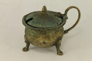 Antique Brass Saucer Cup With Cover 19 Century - Picture 1 of 7