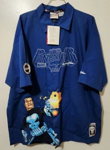 Vintage 90s Marvel Comics By Johnny Blaze The Punisher Button Up Shirt XXL NWT - Picture 1 of 4