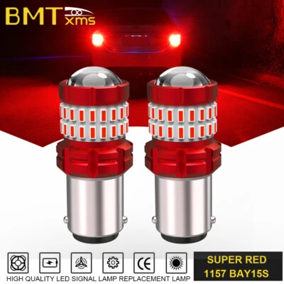 2pcs 1157 LED Bulbs Red Tail Stop Brake Turn Signal Light 2057 2357 7528 BAY15D - Image 1 of 4
