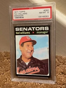 1971 Topps Ted Williams Manager CENTERD Card #380 PSA 8 BOLD BLACK CLEAN CASE - Picture 1 of 2
