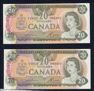 1979 Canada $20 Bank Note - Lot of Two Consecutive - BC-54a - 50048656828-829 - Picture 1 of 2