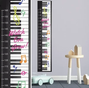 Personalised FABRIC Height Growth Chart Piano Music Keyboard Design Add Name DOB - Bild 1 von 9