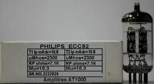 NOS ECC82 PHILIPS Amplitrex Tested #2222029 - Picture 1 of 9