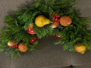 Vintage Weihnachtsgirlande Kranz Swag Kiefer Obst Nuss Tür Wand Mantel Deko Urlaub - Bild 1 von 11