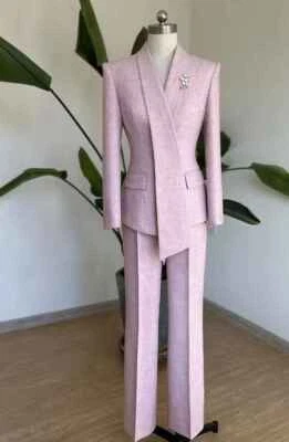 Traje para mujer con cinta negocios informal chal solapa boda fiesta pantalones trajes Foto 1 de 4