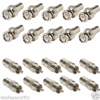 20 x RCA to BNC Connector Female Male F/M M/F for Adapter CCTV Camera Coax Cable - Image 1 of 3