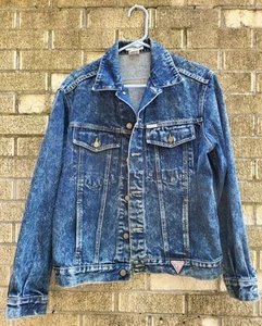 Vintage Georges Marciano Guess Mens MEDIUM Acid Wash Denim Trucker Jacket USA - Picture 1 of 3