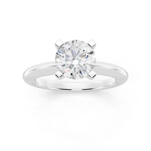 1 kt 6,4 mm Rundschliff Solitär Moissanit Verlobungsring 14 K Weißgold plattiert - Bild 1 von 6