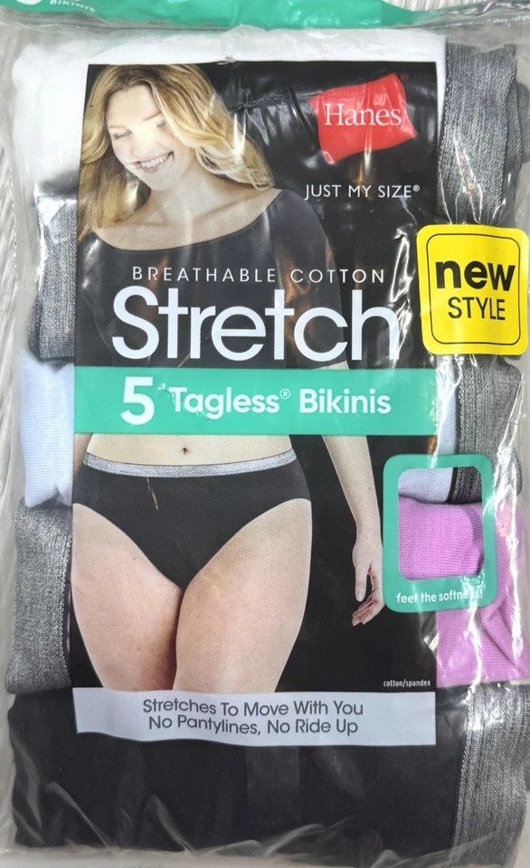 Hanes Breathable Cotton Stretch Tagless Bikinis 5-Pack Size 13/5X