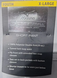 (BB - 35) PANTALONE DA BASEBALL CORTO GRIGIO MIZUNO GIOVANILE TAGLIA X-LARGE - Foto 1 di 3