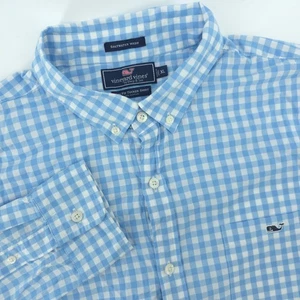 Vineyard Vines Slim Fit Tucker Shirt Mens XL Cotton Blue Gingham Long Sleeve - Picture 1 of 8