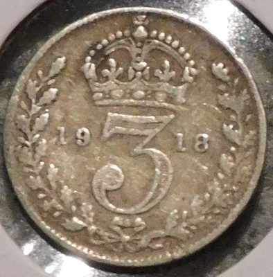British Silver Threepence - 1918 - King George V [130] - Image 1 of 2