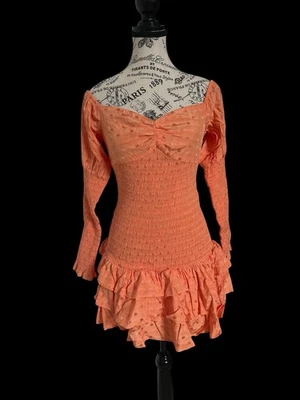 Tularosa маленький со сборками Dot оборки мини-платье с длинным рукавом оранжевый коралл вращающийся  - Изображение 1 из 4