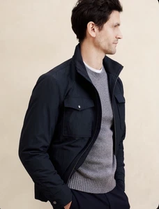 Banana Republic Mens Full Zip Padded Mock-Neck Long Sleeve Black Jacket XS - Picture 1 of 19