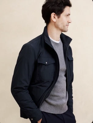 Banana Republic Mens Full Zip Padded Mock-Neck Long Sleeve Black Jacket XS - Image 1 of 4