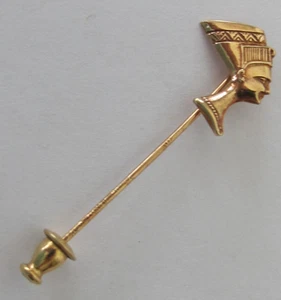 14k Yellow Gold Egyptian Revival Pin Stick Flat Solid Gold 14kp Yugoslavia B2 - Picture 1 of 4