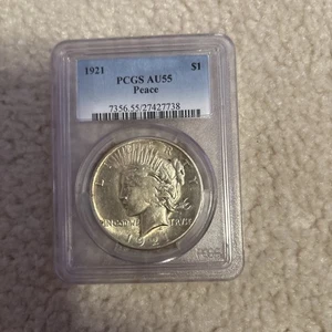 1921 Peace Silber PCGS AU55 - Bild 1 von 2