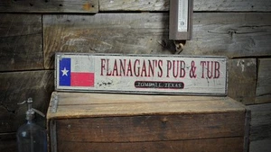 Custom State Flag Pub Tavern Sign -Rustic Hand Made Vintage Wood Sign - Picture 1 of 1