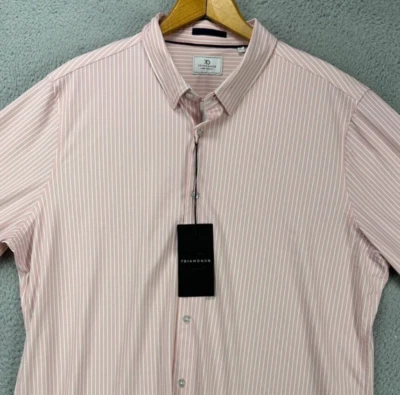 7 Diamonds Shirt Mens 2XL Camden Pink White Stripe Button Up 4 Way Stretch NEW - Image 1 of 4
