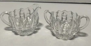 Beautiful Crystal Open Cream and Sugar Set Scalloped Edge - Picture 1 of 11