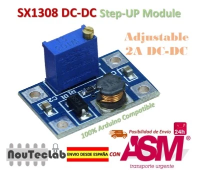 DC-DC SX1308 Step-UP Adjustable Step Up Boost Converter 2-24V to 2-28V 2A - Imagen 1 de 4