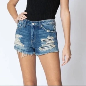 KANCAN Mid Rise Distressed Denim Shorts Size 3/25 KC8377M - Picture 1 of 5