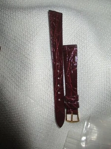 ECHT KROKODIL Uhrenarmband Uhrenarmband Armband USA 13 MM bordeaux gold - Bild 1 von 3