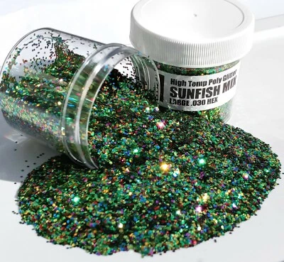 THE GOLDEN GRUB LURE CO NEW 2 OZ SUNFISH MIX Hi-Temp Glitter .030 Hex Fishing Lure Making plastisol