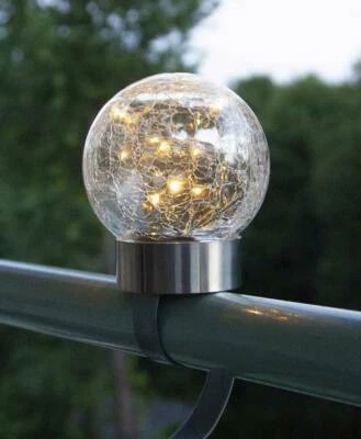 LED Solar Kugel 3in1 10 LEDs warmweiß Gartenstecker Tischlampe Balkonleuchte - Bild 1 von 4